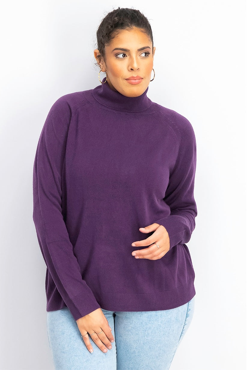 Karen Scott Suéter Feminino Luxsoft Gola Alta Roxo Tamanho Pequeno Grande