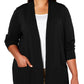 Karen Scott Cardigan Feminino com Bolso Frontal Aberto, Preto, Tamanho Pequeno