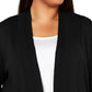 Karen Scott Cardigan Feminino com Bolso Frontal Aberto, Preto, Tamanho Pequeno