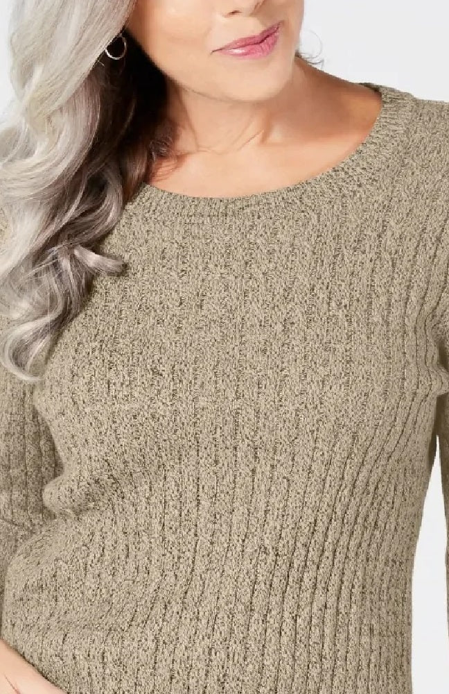 Karen Scott Suéter Feminino de Tricô de Algodão com Cabo Bege Tamanho Pequeno