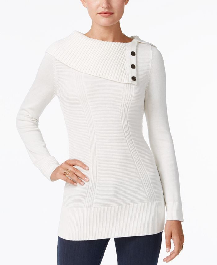 Suéter feminino com gola envelope Style &amp; Co, tamanho pequeno, branco