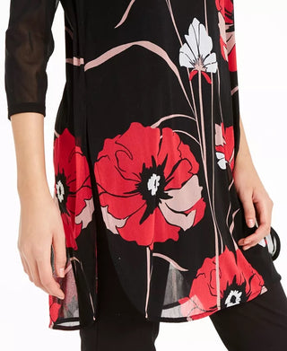 Túnica Alfani Feminina Petite Estampada em Malha Rosa Tamanho Petite