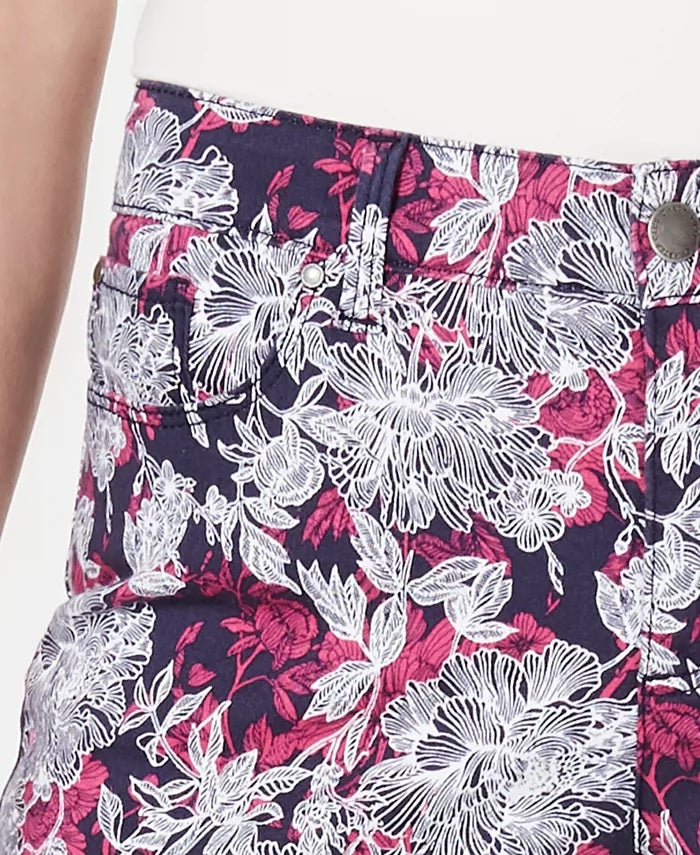 Calça jeans feminina Charter Club Petite com estampa e controle de barriga, tamanho 16 Petite, azul