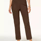 Calça justa Alfred Dunner Classics Allure Pull-On feminina, marrom, tamanho 16