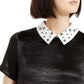 Top feminino Monteau com gola de strass, preto, tamanho M