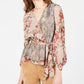 Blusa feminina envelope peplum estampada pequena da INC International Concepts, tamanho dourado - pequena G