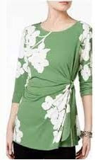 Top Alfani Feminino Petite Estampado com Amarração Lateral Verde Tamanho Petite S