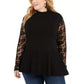 Túnica feminina plus size com strass da INC International Concepts, preta, tamanho 1X