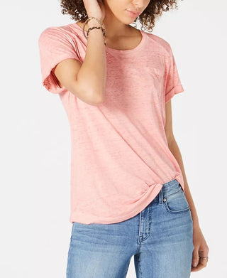 Camiseta feminina estilo &amp; co, pequena, com textura burnout, laranja, tamanho pequeno pequeno