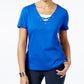 Karen Scott Blusa Feminina com Laço e Camadas Azul Tamanho P