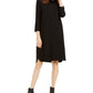 Vestido feminino Eileen Fisher com decote em V e manga curta, preto, tamanho pequeno, médio