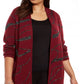 Cardigan feminino Alfani plus size com lantejoulas e redemoinhos, vermelho, tamanho 0X