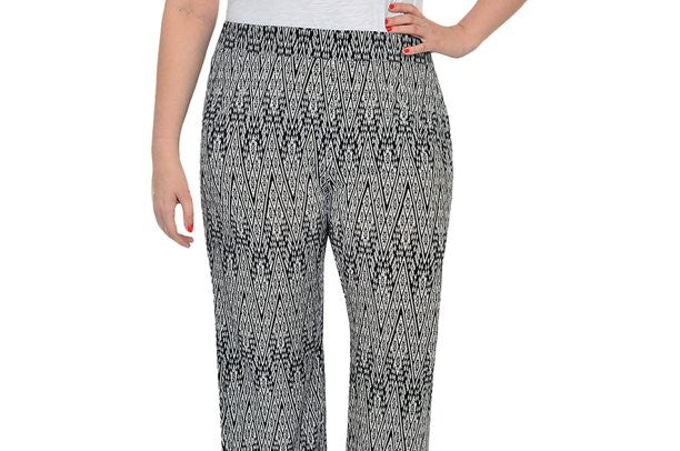 Calça de moletom feminina estampada plus size NY Collection, preta, tamanho 1X
