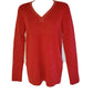 Suéter feminino DKNY com fios metálicos e detalhes em vermelho, tamanho pequeno
