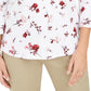 Charter Club Top feminino estampado pequeno de algodão pima, branco, tamanho pequeno