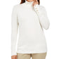 Suéter feminino JM Collection com mangas enfeitadas e decote em V, branco, tamanho XXL