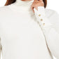 Suéter feminino JM Collection com mangas enfeitadas e decote em V, branco, tamanho XXL