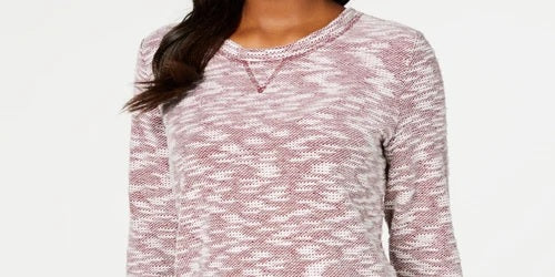 Karen Scott Top Feminino Petite Space-Dye Manga 3/4 Médio Vermelho Tamanho Pequeno Grande