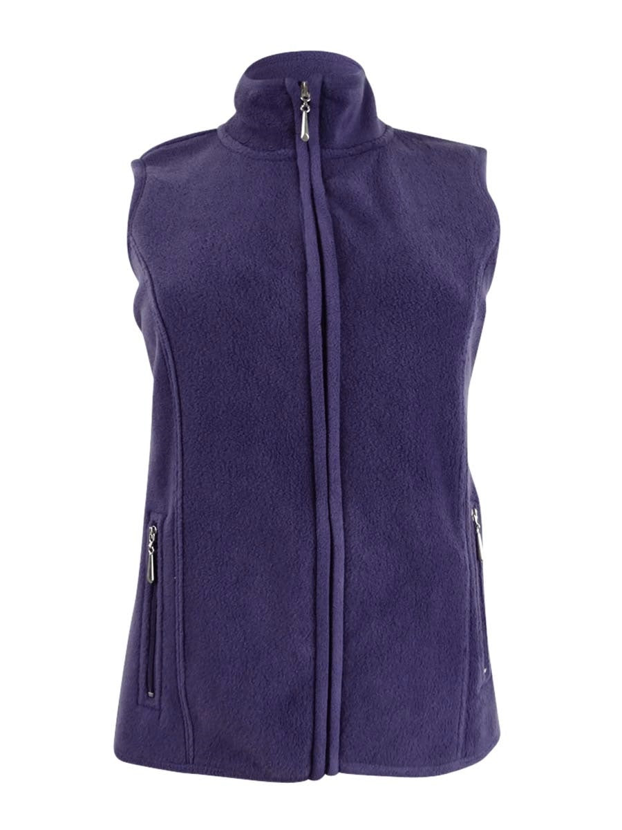 Colete feminino Karen Scott com zíper frontal, roxo, tamanho pequeno