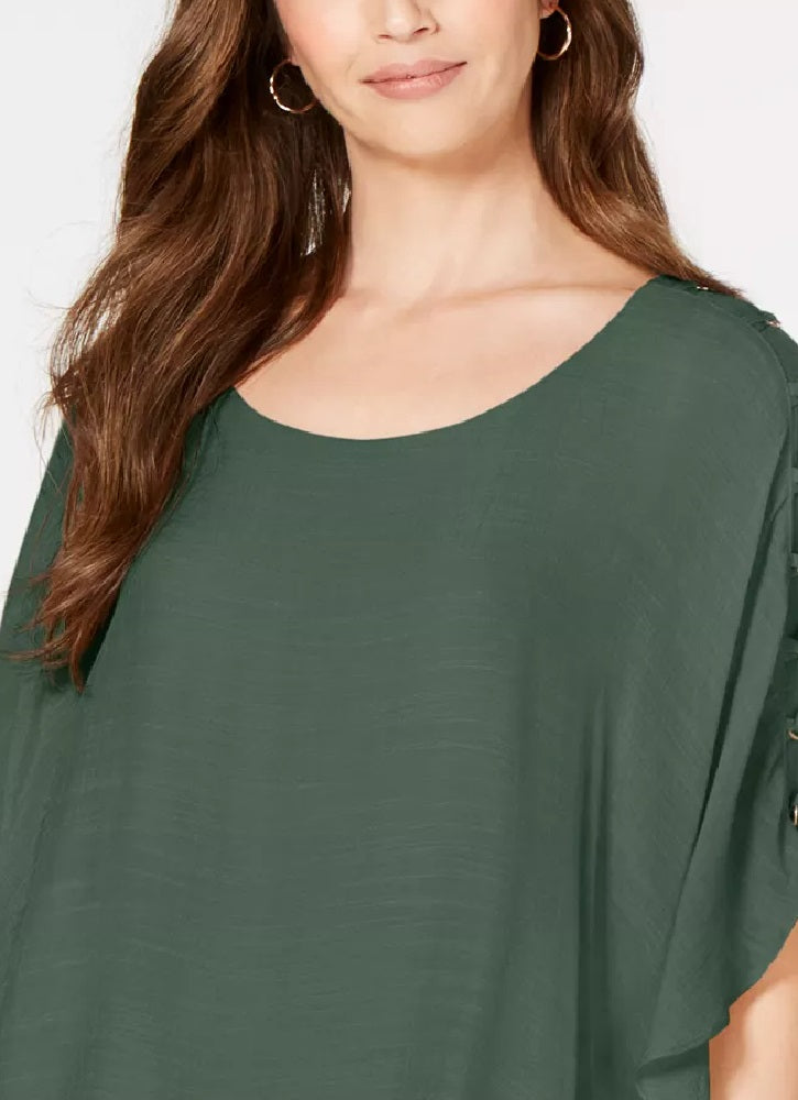 JM Collection Blusa de gaze feminina, verde, tamanho pequeno