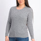 Karen Scott Suéter Feminino Petite Marled Algodão Tricô com Cabo Cinza Tamanho PS