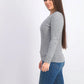 Karen Scott Suéter Feminino Petite Marled Algodão Tricô com Cabo Cinza Tamanho PS