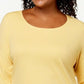 Karen Scott Top feminino com decote redondo, amarelo, tamanho extragrande