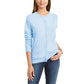 Cardigan feminino Karen Scott com botões e contas, azul, tamanho médio