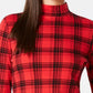 Charter Club Top xadrez de algodão feminino vermelho tamanho XX-G