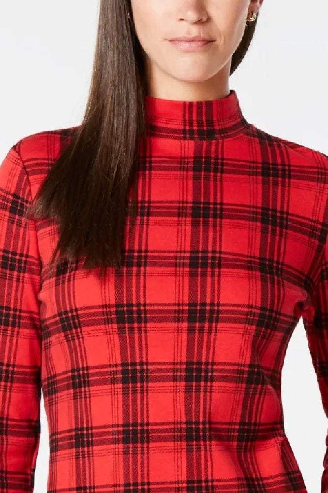 Charter Club Top xadrez de algodão feminino vermelho tamanho XX-G