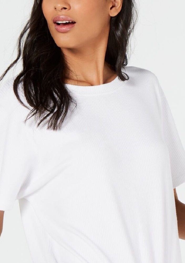 Ideology Top feminino com amarração na bainha, branco, tamanho extragrande