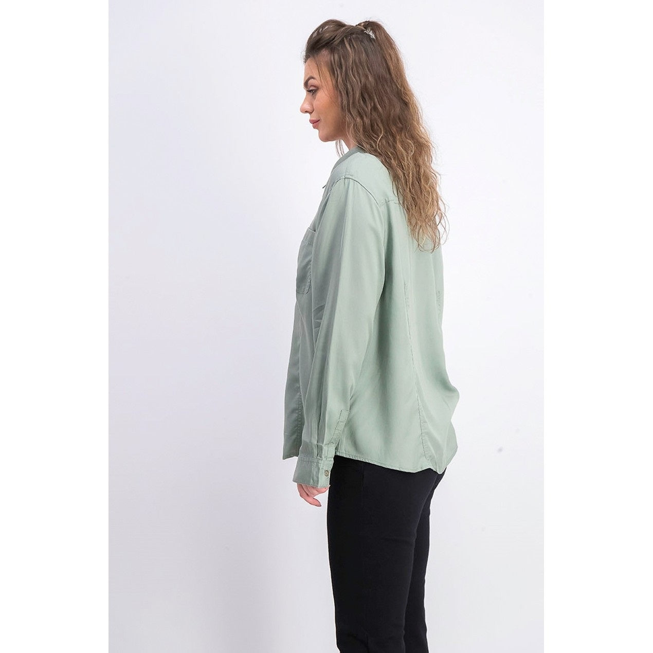 Camisa feminina Charter Club de tencel liso, verde, tamanho grande