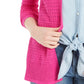 Cardigan feminino com abertura frontal e decote em V, rosa, tamanho pequeno