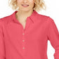 Camisa polo feminina Charter Club Supima Cotton manga 3/4 vermelha tamanho grande