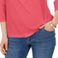 Camisa polo feminina Charter Club Supima Cotton manga 3/4 vermelha tamanho grande