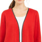 Cardigan feminino Charter Club Milano Cotton com abertura frontal, vermelho, tamanho médio