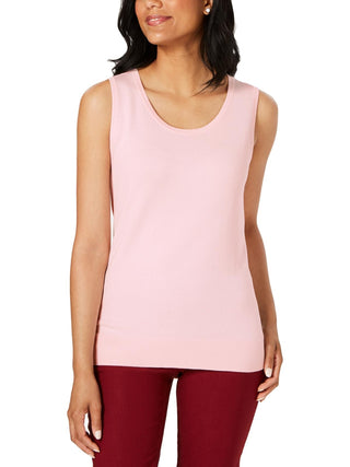 Suéter feminino sem mangas com gola redonda Charter Club, rosa, tamanho XX-G