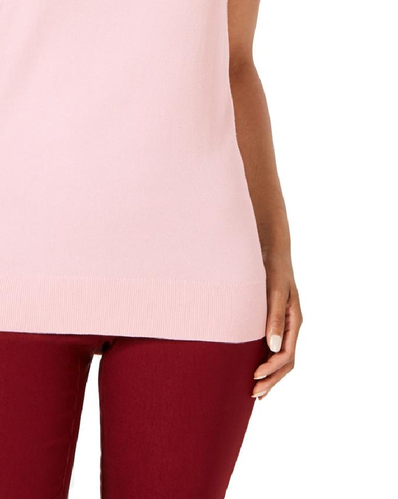 Suéter feminino sem mangas com gola redonda Charter Club, rosa, tamanho XX-G