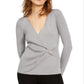 Suéter feminino Petite Metallic-Knit Faux-Wrap da INC International Concepts, cinza, tamanho Petite G