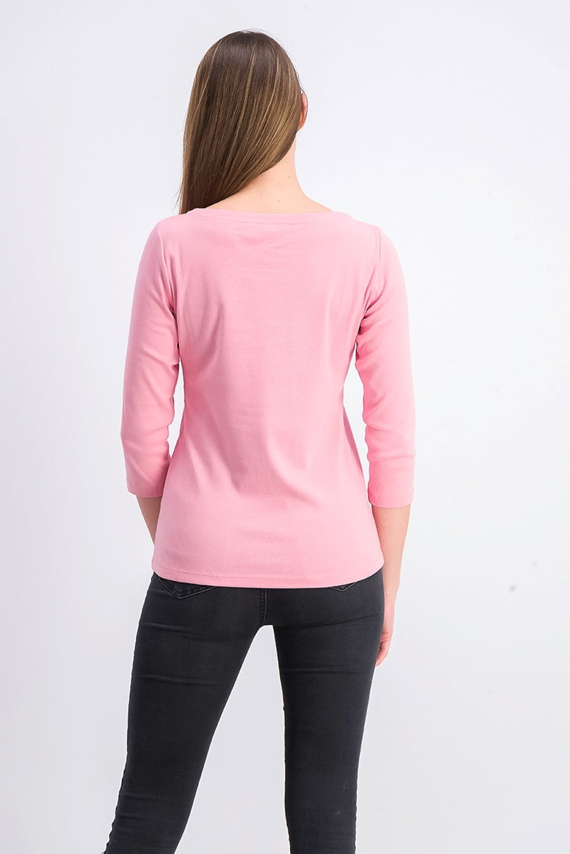 Karen Scott Top Feminino de Algodão com Ilhós Rosa Tamanho Médio