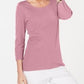 Karen Scott Top Feminino Petite Renda Gola Quadrada Manga 3/4 Rosa Tamanho Pequeno X-Grande