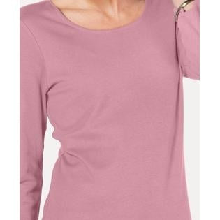 Karen Scott Top Feminino Petite Renda Gola Quadrada Manga 3/4 Rosa Tamanho Pequeno X-Grande