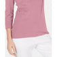 Karen Scott Top Feminino Petite Renda Gola Quadrada Manga 3/4 Rosa Tamanho Pequeno X-Grande