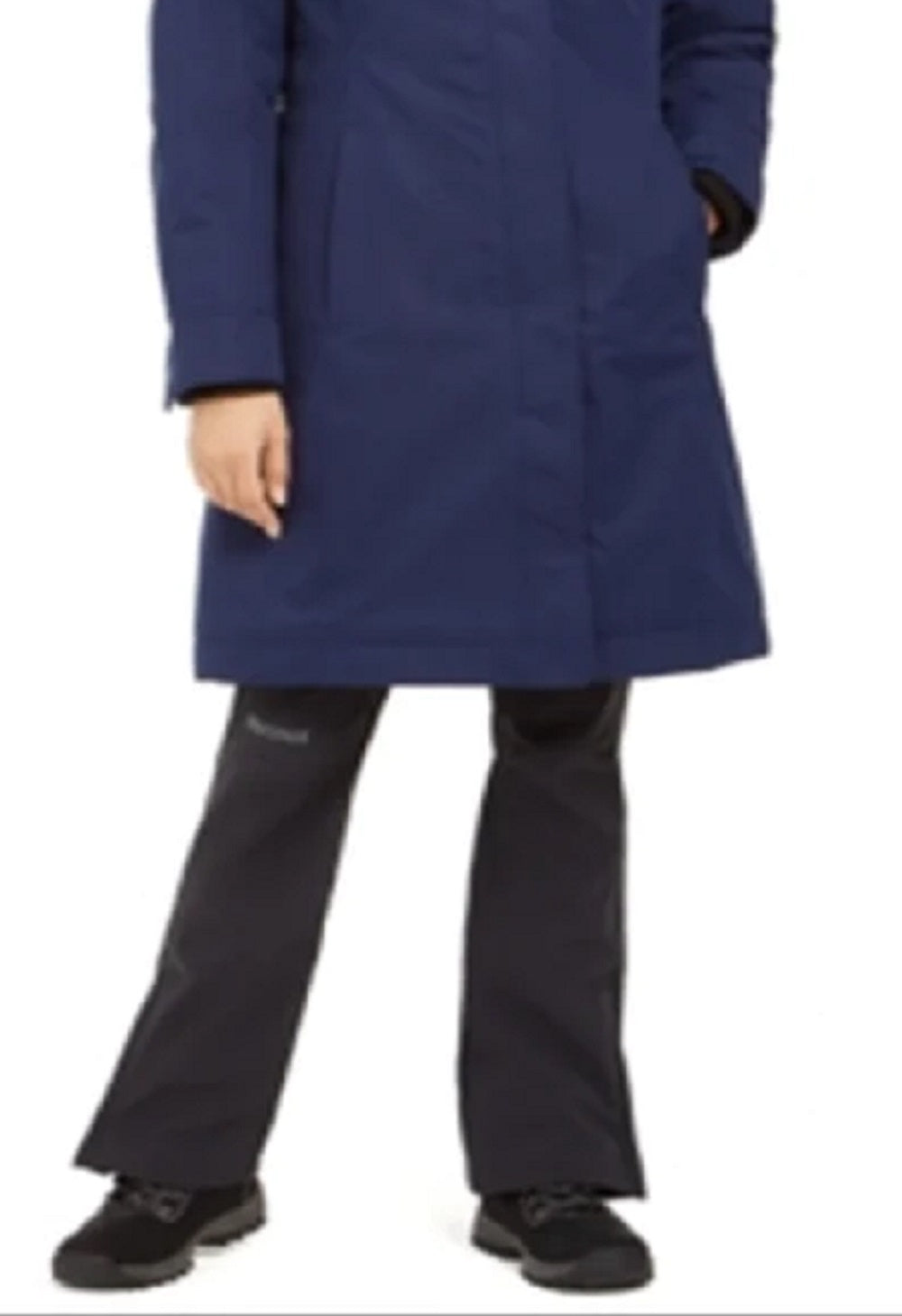 Casaco feminino com capuz e acabamento em pele sintética Marmot, azul, tamanho médio