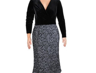 Vestido de coquetel de veludo Sharlene feminino Ralph Lauren, preto, tamanho 10