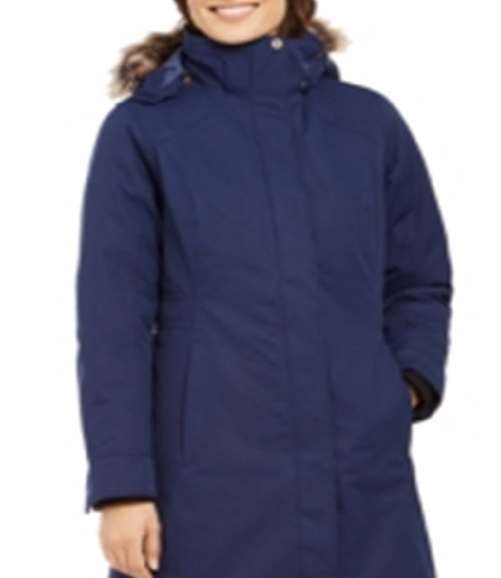 Casaco Chelsea com capuz e acabamento em pele sintética Marmot feminino, azul, tamanho pequeno