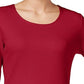 Karen Scott Top feminino com decote redondo, vermelho, tamanho extragrande