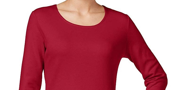Karen Scott Top feminino com decote redondo, vermelho, tamanho extragrande