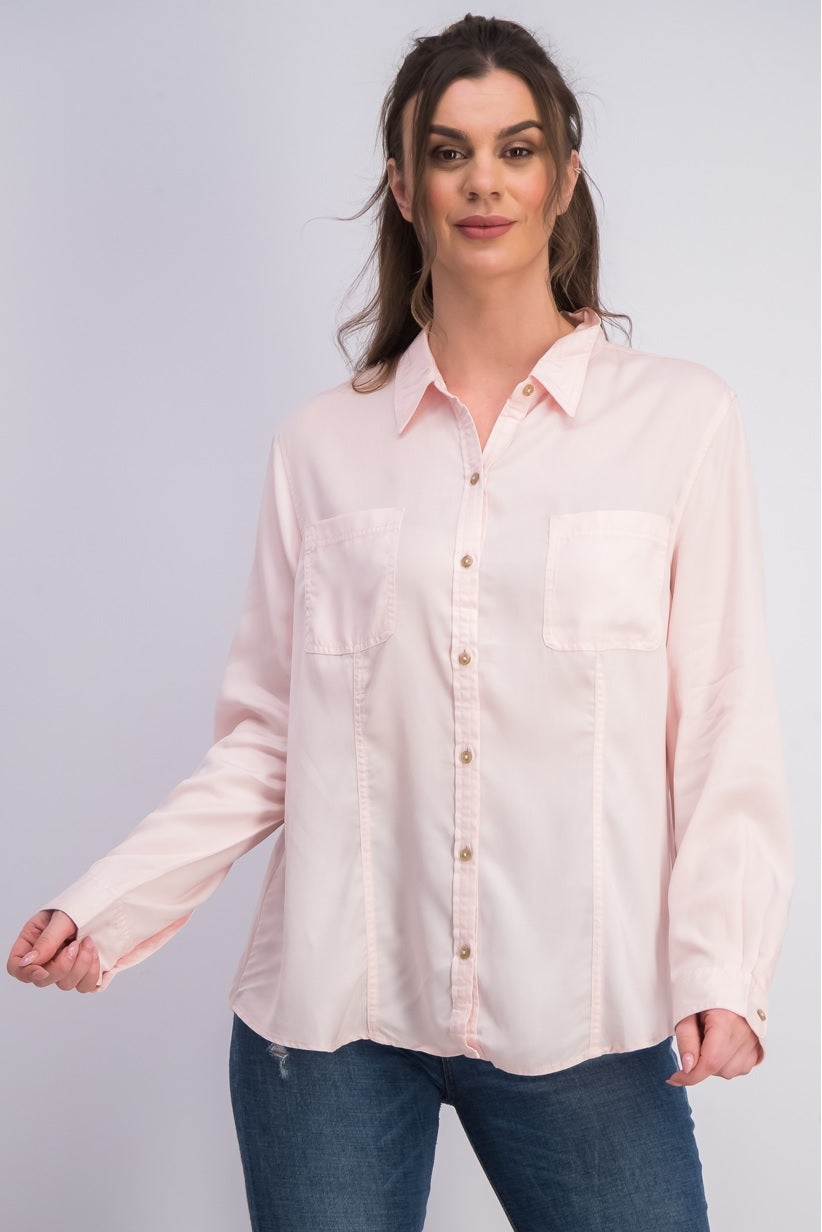 Camisa feminina Charter Club de tencel lisa, rosa, tamanho grande