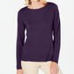 Karen Scott Suéter Feminino Petite com Ombros Abertos Roxo Tamanho Médio